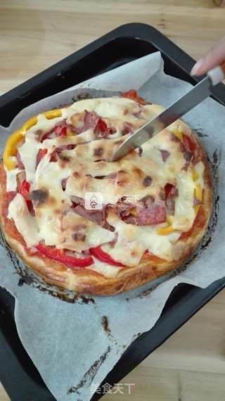 Pizza with Bacon, Ham and Cheese recipe