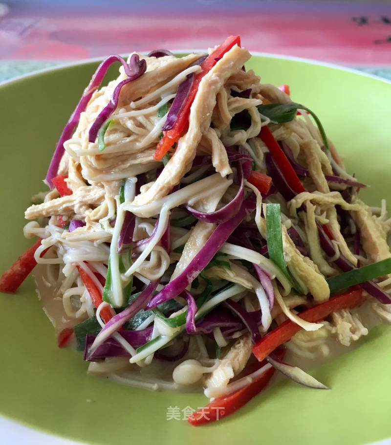 Enoki Mushroom Mixed with Chicken Breast recipe