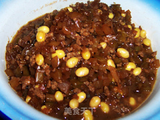 Soy Noodles with Minced Meat and Mustard recipe