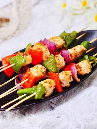 Grilled Chicken Skewers with Seasonal Vegetables and Cumin recipe