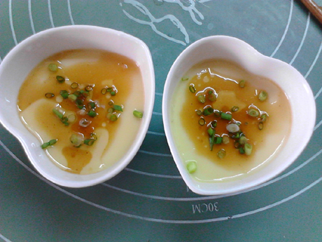 Steamed Custard with Japanese Salad Sauce recipe