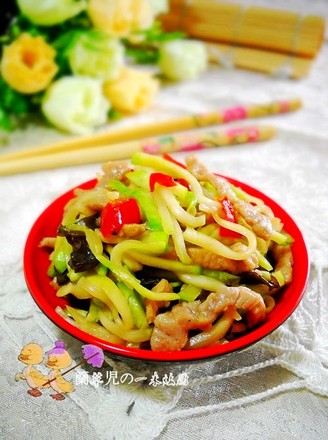 Shredded Pork with Fresh Mustard and Fungus recipe