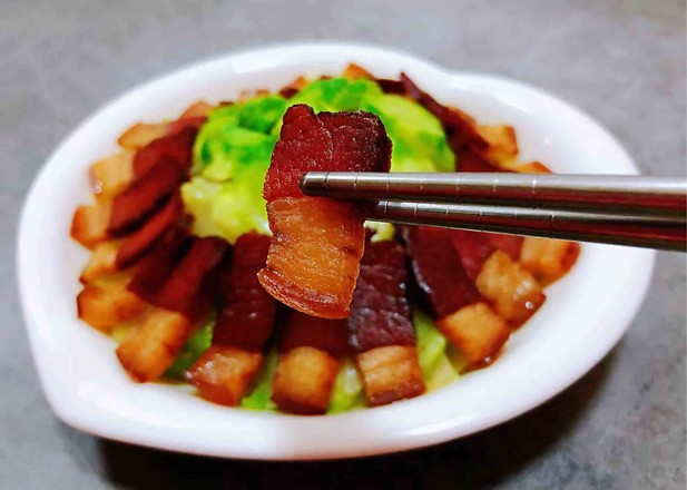 [la Jin Chun Lai] Stir-fried Bacon with Vegetables recipe