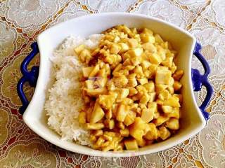 Curry Chicken Breast Mushroom Topped Rice recipe