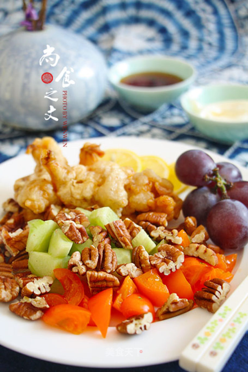 Pecan Fried Shrimp Fruit and Vegetable Salad