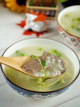 Pork Liver Porridge with Pea Seedlings recipe